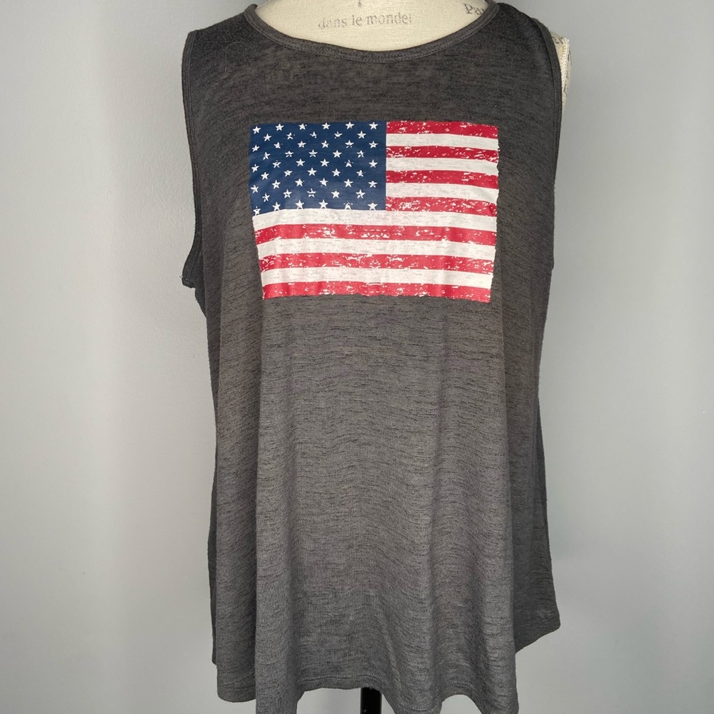 Lane Bryant Gray American Flag Sleeveless Top